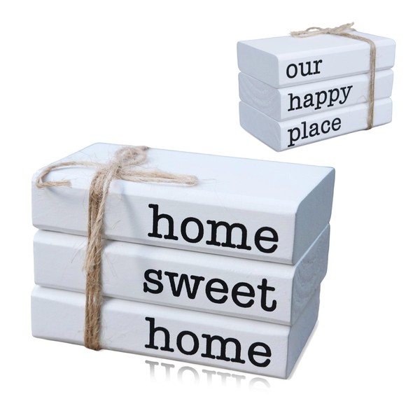 GNIYNAY Farmhouse Mini White Decorative Books for Tiered Tray Decor
