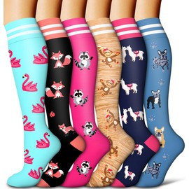 COOLOVER Copper Compression Socks for Women and Men(6 Pairs)-Best Support for Running, Athletic, Nursing, Travel