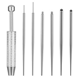 7PCS Piercing Taper Insertion Tool Set 16G 18G Stainless Steel Flat Back Earrings Applicator with Ball Grabber Tool for Changing Jewelry Lip Tongue Belly Ear Nose Piercing Kit