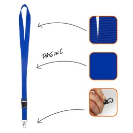 Karteo® lanyard with carabiner hook and buckle, lanyard, 20 mm, card holder for hanging ID covers and card sleeves, for keys, service passes, access cards