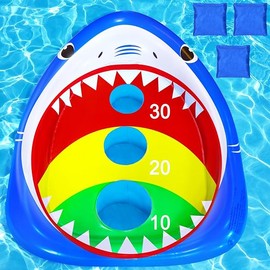 Kids Fun Pool Toys,Inflatable Shark Cornhole Board Floating Water Game Outdoor Swim Play for Adults Family,Cool Summer Party Gift for 6 7 8 9 10 12 Year Old Boy Girl Teen