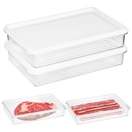 Lunch Meat Storage Containers for Fridge, Cold Cuts Storage Containers for Fridge, Set of 2 Lids Suitable for Cold Dishes, Cheese, Stackable Design, Transparent Lid, BPA-free, Nordic White