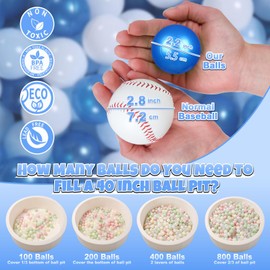 GOGOSO Ball Pit Balls for Toddler, Baby Plastic Playballs Kids Soft Pastel Pelotas Non-Toxic BPA-Free Pearl Blue+Light Blue+White 500 Balls