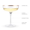 Twine Copper Rim Crystal Coupe Glasses, Electroplated Copper Rim -