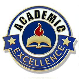 1 Inch Diameter Die Struck Brass Plated Academic Excellence Lapel Pin - Pack of 12