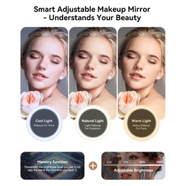 JUSRON Travel Makeup Bag Cosmetic Bag Makeup Organizer Bag with Lighted Mirror 3 Color Scenarios Adjustable Brightness, Waterproof Makeup Train Case