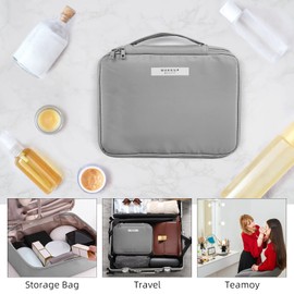 Pack of 2 Cosmetic Bag Waterproof Makeup Bag Portable Makeup Bag for Women and Girls (Grey), gray