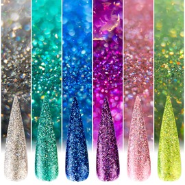 BURANO Chrome Glitter Gel Nail Polish Set - Sparkly Diamond Platinum Glitter Gel Nail Polish, Silver Pink Purple Blue Gel Polish Kit UV LED Soak Off DIY Gel G8-13