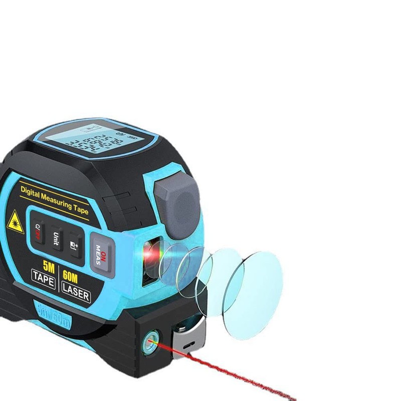 Domary 3in1 Laser Rangefinder 5m Tape Measure Ruler LCD Display