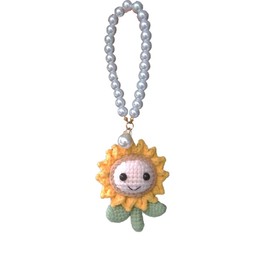 Crochet Sunflower Doll Plants Car Mirror Hanging Accessories,Highly Intricate Handmade Knitted Cute Car Decor Car Pendant for Women & Men Aesthetic Crochet Rearview Mirror Accessories