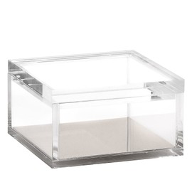 OfficeGoods Acrylic Desk Organizer w/ Silver Base – Functional & Elegant Odds & Ends Box for Display or Storage – Perfect for Home or Office, Kitchen, Bathroom Vanity, Curio Display - Medium