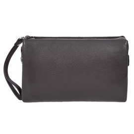 House of Luggage HLG1023 Mens Genuine Leather Lockable Wristlet Travel Clutch Bag, brown