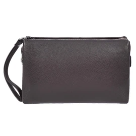 House of Luggage HLG1023 Mens Genuine Leather Lockable Wristlet Travel Clutch Bag, brown