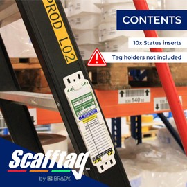 Scafftag by Brady Laddertag Status Insert Pack – 10 Safety Inserts for Ladder Inspection and Safety Compliance – Ladder Inspection Labels for Ladder Safety System