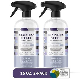 Therapy Therapy Stainless Steel Cleaner and Polish 100% USDA Biobased, Fingerprint and Residue Remover, Lavender Essential Oil Scent, Sink Cleaner, Grill Cleaner Spray