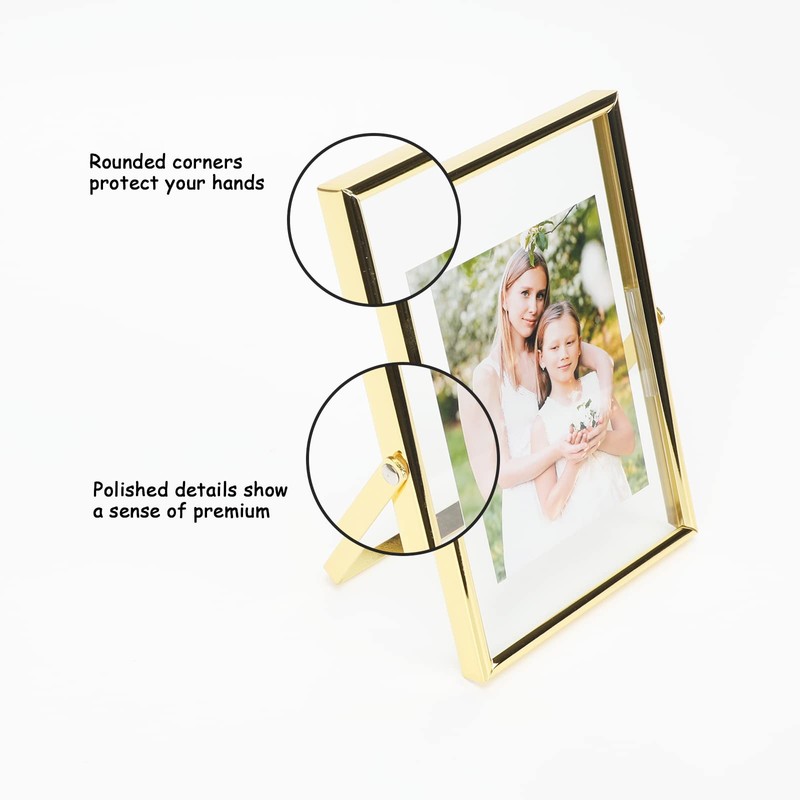 AhaGo Gold Floating Frame (4"x6", Vertical, 2 Set), For Picture