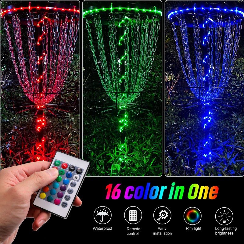 Waybelive LED Disc Golf Lights, Remote Control Disc Golf Rim