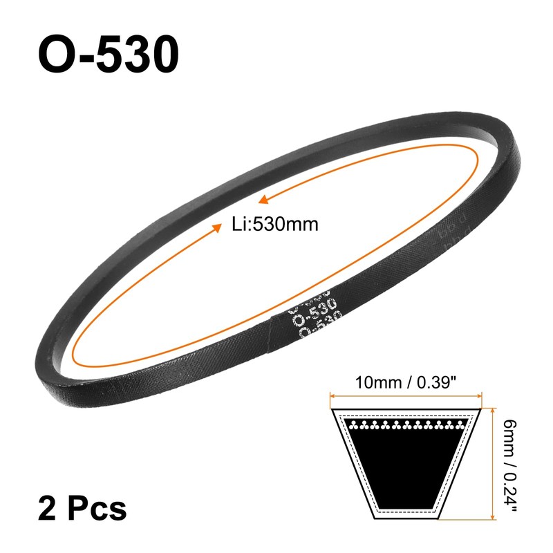 sourcing map 2Pcs O-530 O Type V-belt 530mm/20.9" Inner Length