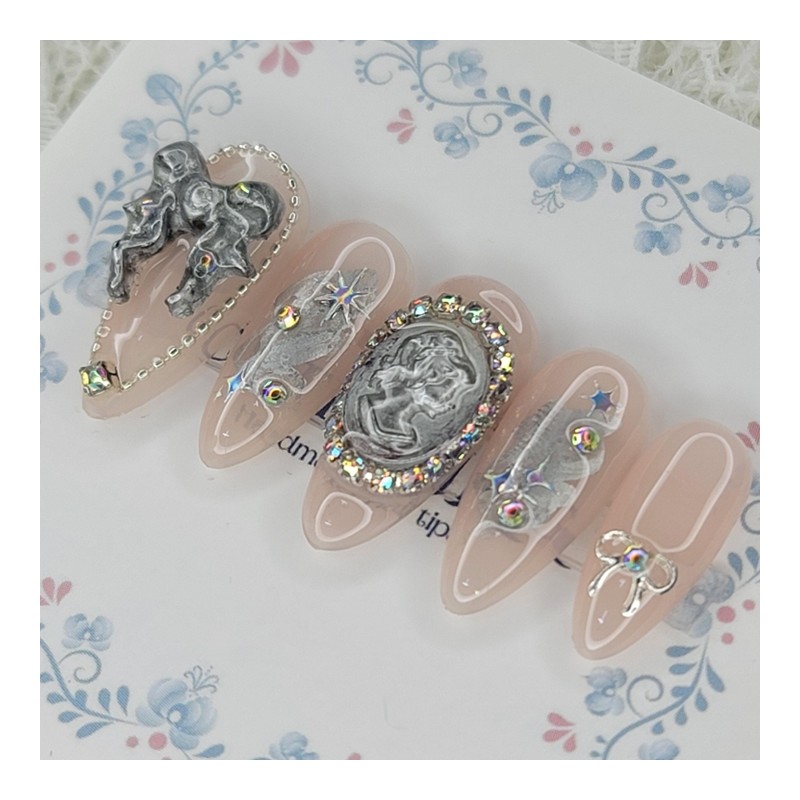 Cold light handmade nail tips - Square M / 차가운
