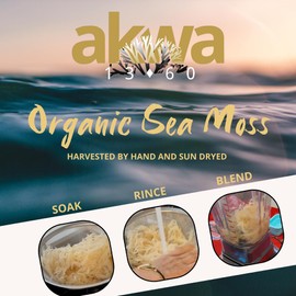 Akwa 1360 Organic Sea Moss | Natural Superfood from Saint Lucia | Rich in Minerals for Energy, Digestion, Immunity, and Skin Health | Vegan, Sustainable, Lab-Tested | 200 Grams