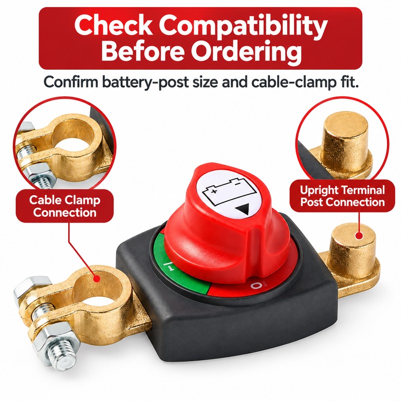 Top Post Battery Disconnect Switch – 12–48V DC Negative Terminal