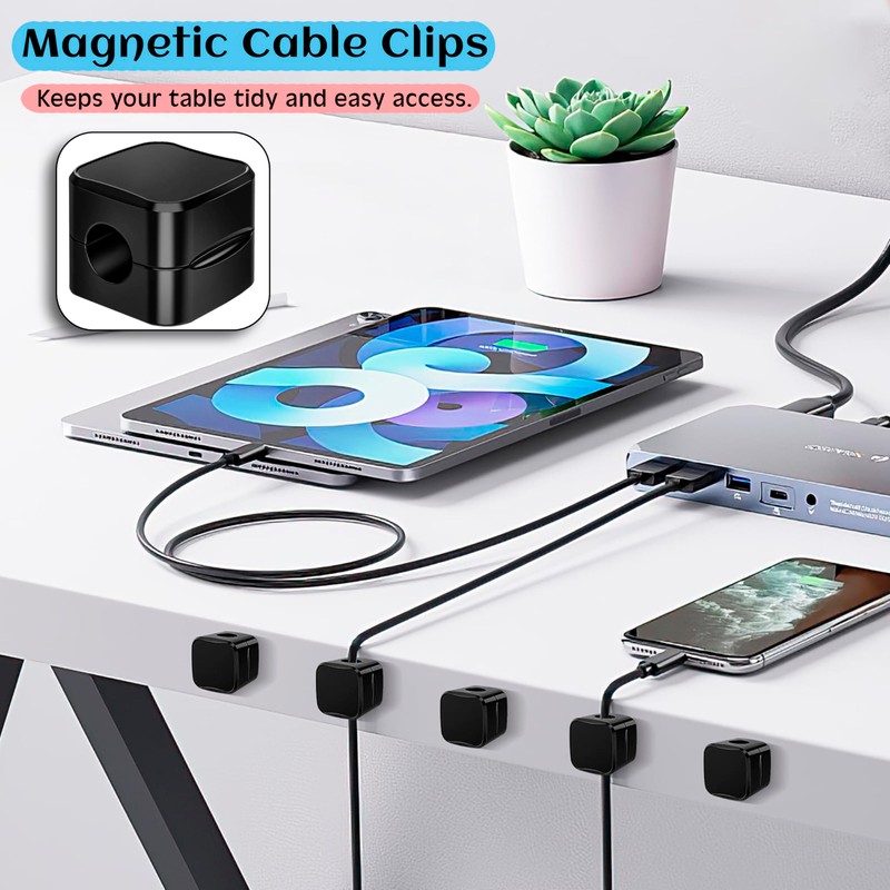 SaiTech IT Magnetic Cable Clips, Cord Organizer Holder, for Desk
