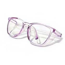 LeonDesigns Protective Glasses Anti-Fog Tactical Glasses with Side Shields Clear Safety Glasses with Anti-Scratch UV400 Protective Screen Safety Glasses Inner Glasses (Square Transparent Purple)