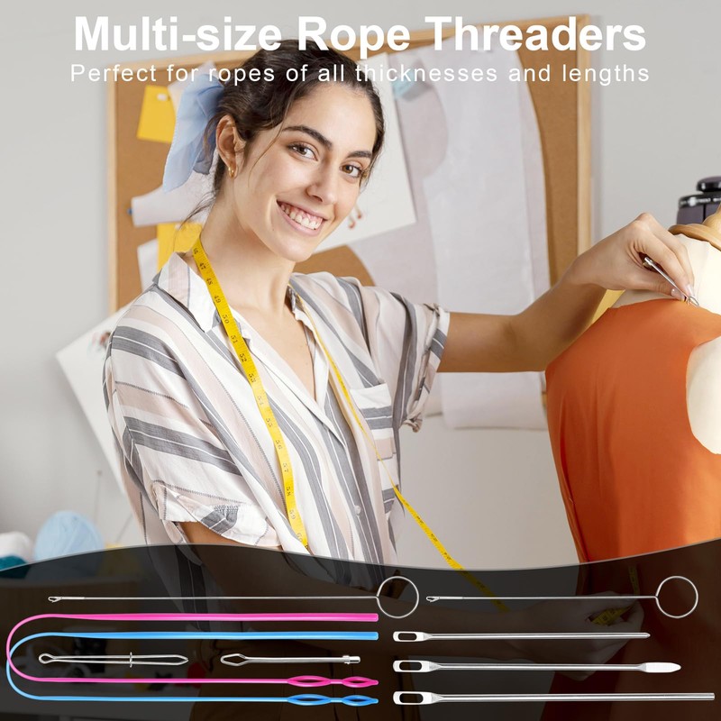 Drawstring Threader Tool,Sewing Loop Turner for Fabric Belt Shoulder Straps,