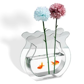 Jarrón acrílico para decoración del hogar, florero moderno con forma de onda transparente, de 8 x 2 x 8 pulgadas, jarrón decorativo único, ideal para flores frescas y secas, suculentas y arreglos