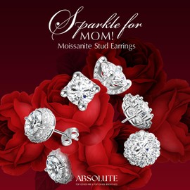 2 Carat Moissanite Stud Earrings for Womens S925 Sterling Silver Earrings Studs Gift for Her D Color VVS1 Clarity Birthday With Certificate