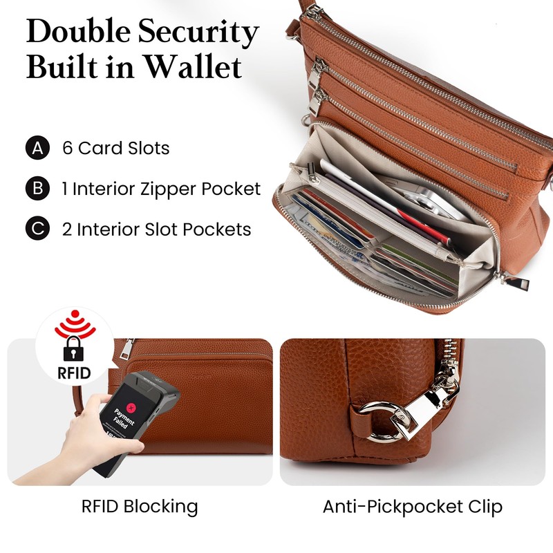 befen Soft Real Leather Crossbody Bags for Women Cross Body