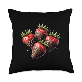 Valentine's Day Chocolate Covered Strawberries Throw Pillow