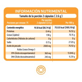 HEALTHADDICTION - Omega 3 Premium sin Sabor a Pescado, 150 Cápsulas de 1.2g c/u, Con Alto Contenido de EPA y DHA - Aceite de Pescado de Calidad
