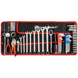 Powerbuilt 100 Piece Motorcycle Tool Kit with Roll Pouch, Roadside, Travel Wrenches, Ratchet, Sockets - 643028ECE