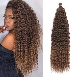 Deep Twist Crochet Hair Water Wave Twist Hair Bundles Synthetic Curly Braiding Hairstyle Hair Extension Ombre Kinky Curl Braiding Hair Piece 22 Inch 6 Packs