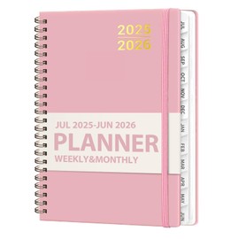 Planner 2025-2026 For Women & Men, Weekly and Monthly Calendar Notebook (July 2025 - June 2026), Hardcover Spiral Bound School Teacher Student Planner with Tabs, Inner Pocket, A5 (6.3" x 8.5") - Black