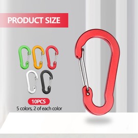 Poraceous Pack of 10 Carabiner Hooks, φ7 × 70 mm Carabiner Aluminium Carabiner Hook Large D-Ring Carabiner Key Ring for Outdoor Sports, Hiking, Camping, Fishing, Backpack, Dog