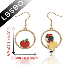 CENWA Snow Princess Gift Red Apple Earrings Princess Movies Dangle Earrings (Princess earrings)