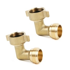 90-Degree Hose Elbow For RVs, Solid Brass Construction, Lead-Free, Features Convenient Easy Grip Connector, For RV Water Hoses, Residential Outdoor Faucets, Camper Accessories -2 Pack