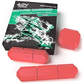 ADV Tennis Dampener with Custom Feel, Racket Shock Absorber to Reduce Vibration and Stay on The Racket, Engineered Poly-Silicone Tennis Racket Dampener, Red, Variety 3-Pack
