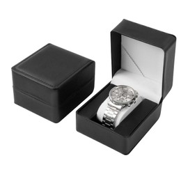 AfitLulu Watch Box Individual Watch Storage Box with Removable Watch Cushion for Men and Women, PU Leather Watch Storage Box for Watches, Smartwatches, Bracelets (Black)