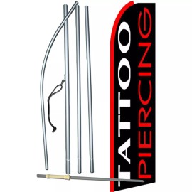 NeoPlex Tattoo Piercing Flag with Flag Pole and Spike