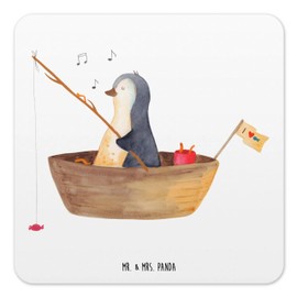 Mr. & Mrs. Panda Set of 6 Coasters Penguin Fishing Boat Gift Life Felt Coasters Round Table Coasters Fishing Wooden Coasters