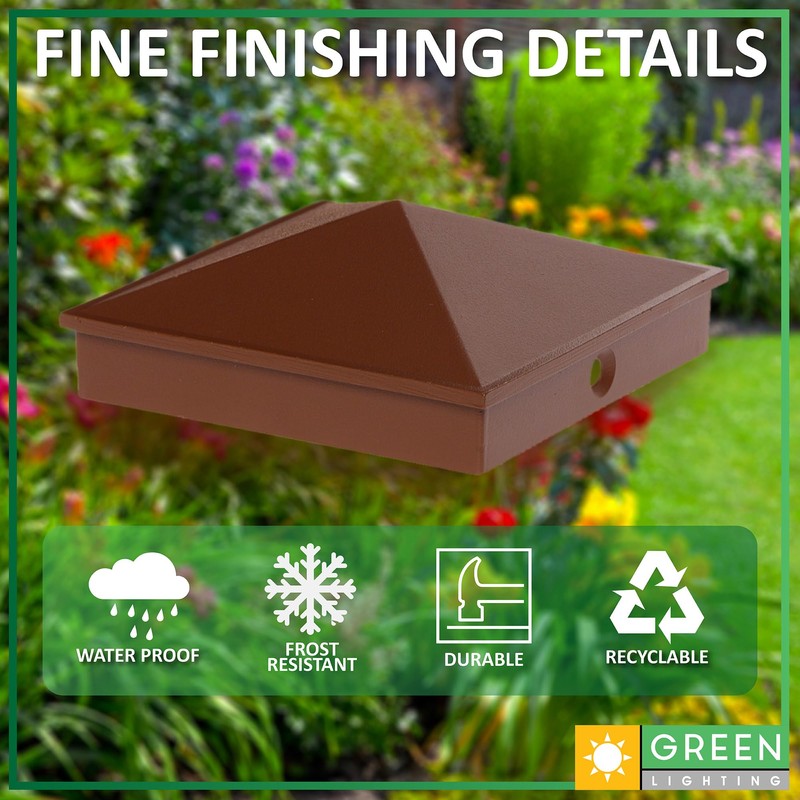 GreenLighting 4x4 Aluminum Pyramid Post Cap Cover (Brown 12 Pack)