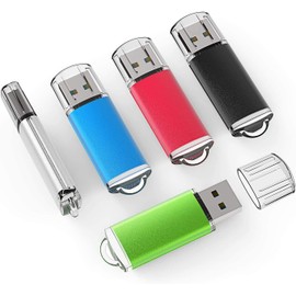 TOPESEL 5 Pack 32GB USB 3.0 Flash Drives with 90 MB/s Reading Speed Clés USB Stick 3.0 Thumb Drive Memory Sticks mit LED Indicator Storage Flashdrive Pack 32 GB (Black Blue Green Red Silver)