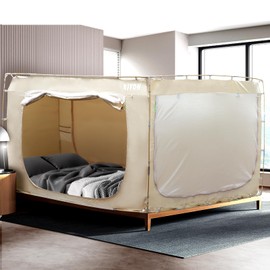 RIYDH Queen Bed Canopy Tent, 70% Blackout, 3 Doors, 3 Mesh Windows, 2 Person Occupancy, Perfect for Sleeping, Studying, Reading, Shared Rooms