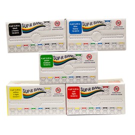 Sup-R Band Latex Free Exercise Band, 6 Yard Roll/Box, 5 Color Set
