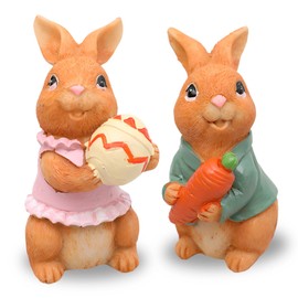 Pack of 2 Easter Bunny Figures, Easter Bunny Decorative Garden, Easter Bunny Ornaments, Rabbit Figures Garden, Resin Figures Rabbits, Easter Bunny Figures Outdoor, Easter Table/Spring Garden/Mini
