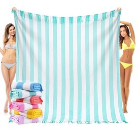 Genovega Oversized Turkish Beach Giant Towel Blanket Extra Large XXL Quick Drying Lightweight Sand Free Absorbent Cloud Sandrpoof Blankets for Travel Women Men Big Jumbo Wide 2 Person Size LightGreen