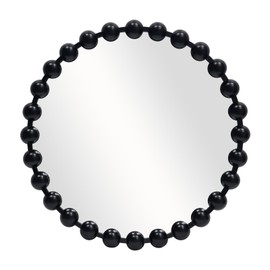 ALIBudda Round Black Mirror 24'', Spherical Frame Round Beaded Mirror for Wall Decor Large Circle Mirror for Bathroom, Dining Roon, Bed Room, Entryway